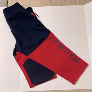 Polo Ralph Lauren RL67 Mens Double Knit Jogger Sweatpants Size M Red Navy cotton